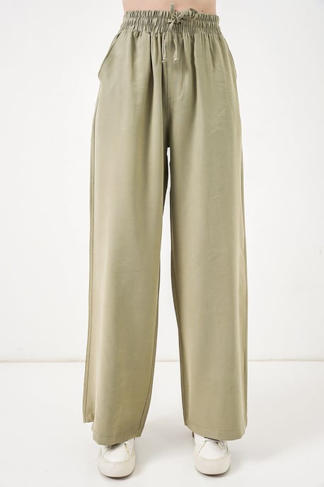 Hochtaillierte Weite Hose mit Tasche - Image 2