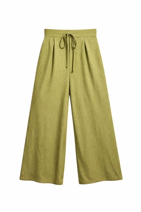 Hoch-taillierte Palazzo-Hosen mit weitem Bein und Bindegürtel - Image 1