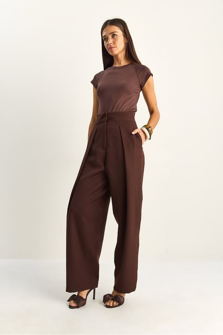 Hochtaillierte weite Hosen mit Falten - Image 6