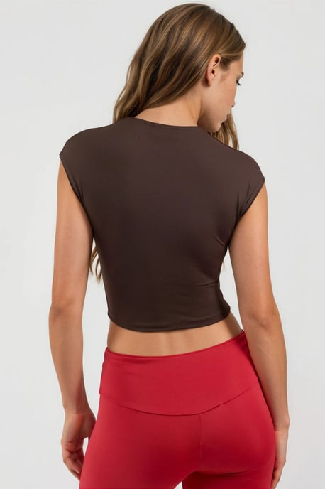 Crew-Neck Einfarbiges Crop T-Shirt - Image 4
