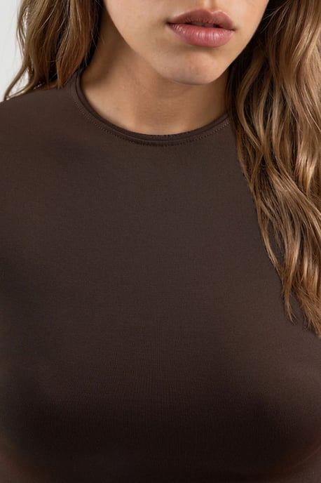 Crew-Neck Einfarbiges Crop T-Shirt - Image 6