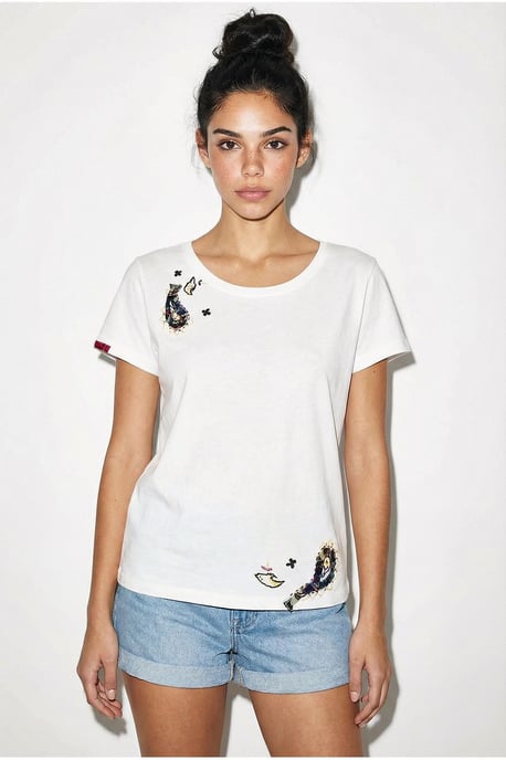 Besticktes U-Hals Basis-T-Shirt - Image 4