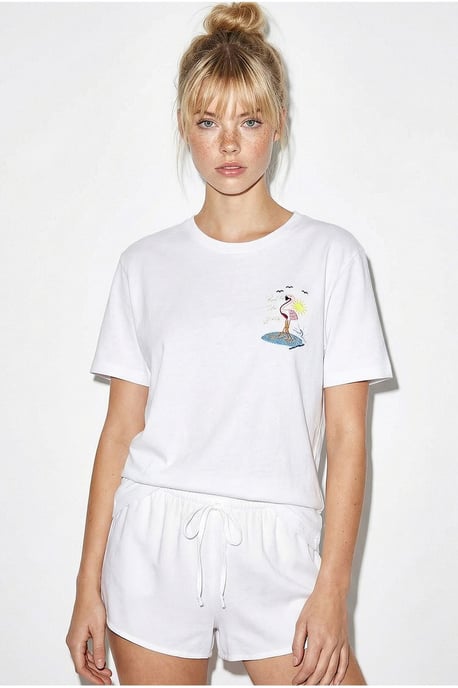 Besticktes Rundhals-Cotton-T-Shirt - Image 3