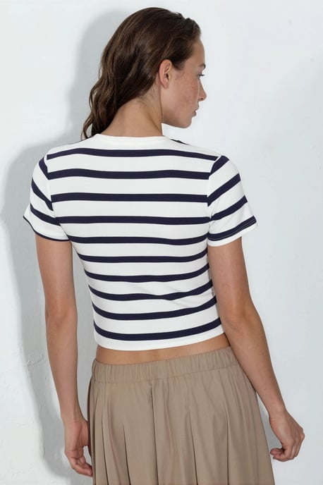 Gestreiftes Rundhals-Basic-T-Shirt - Image 3