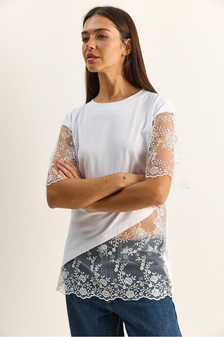 Besticktes T-Shirt mit Rundhalsausschnitt, lässige Passform - Image 3