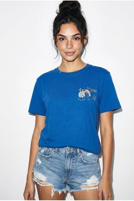 Besticktes Rundhals-T-Shirt - Image 2