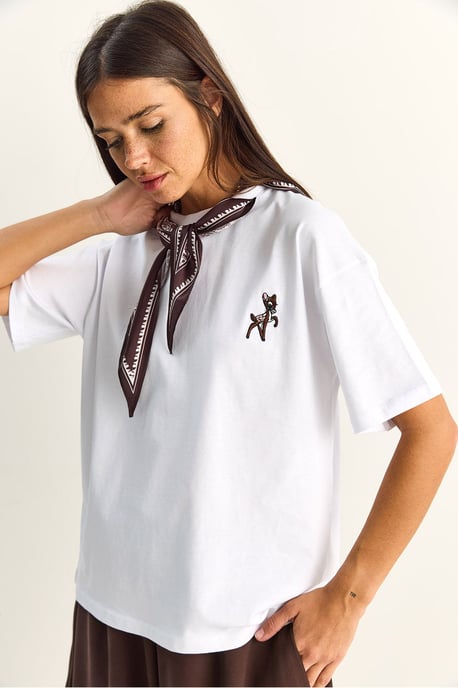 Lässiges Crew-Neck Besticktes T-Shirt - Image 4