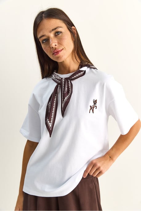Lässiges Crew-Neck Besticktes T-Shirt - Image 6