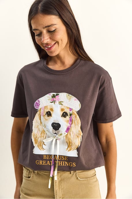 Paillettenbedrucktes Rundhalsausschnitt T-Shirt - Image 1