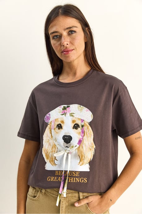 Paillettenbedrucktes Rundhalsausschnitt T-Shirt - Image 2