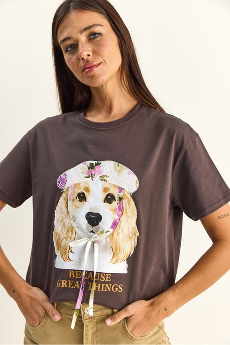Paillettenbedrucktes Rundhalsausschnitt T-Shirt - Image 3