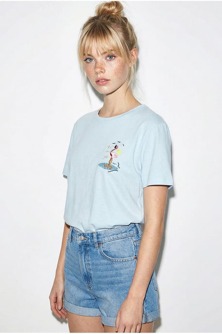 Besticktes Rundhals-Cotton-T-Shirt - Image 2