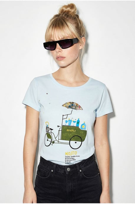 Gesticktes Bedrucktes Rundhals-T-Shirt - Image 1