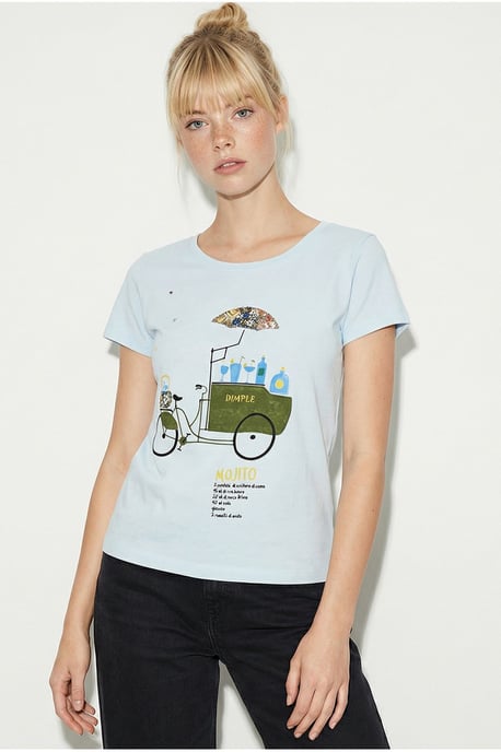 Gesticktes Bedrucktes Rundhals-T-Shirt - Image 4