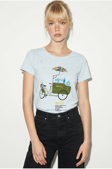Gesticktes Bedrucktes Rundhals-T-Shirt - Image 5