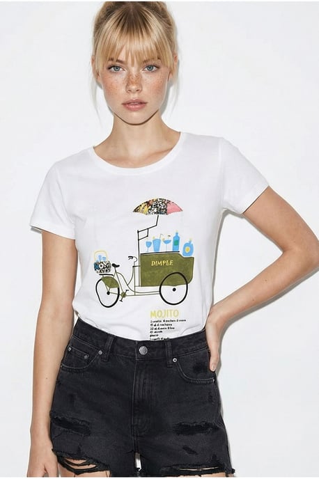Gesticktes Bedrucktes Rundhals-T-Shirt - Image 2