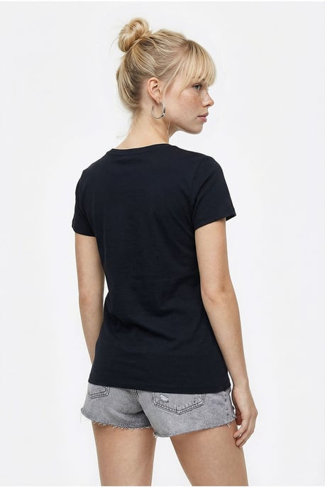 Besticktes U-Ausschnitt Basic T-Shirt - Image 4