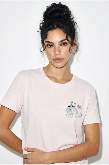 Besticktes Rundhals-T-Shirt - Image 1