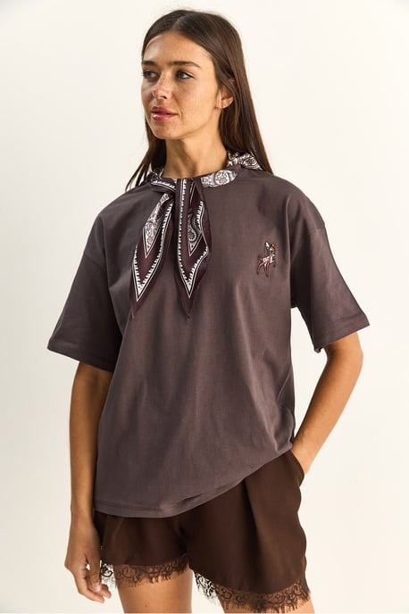 Lockere Passform Rundhals besticktes T-Shirt - Image 2
