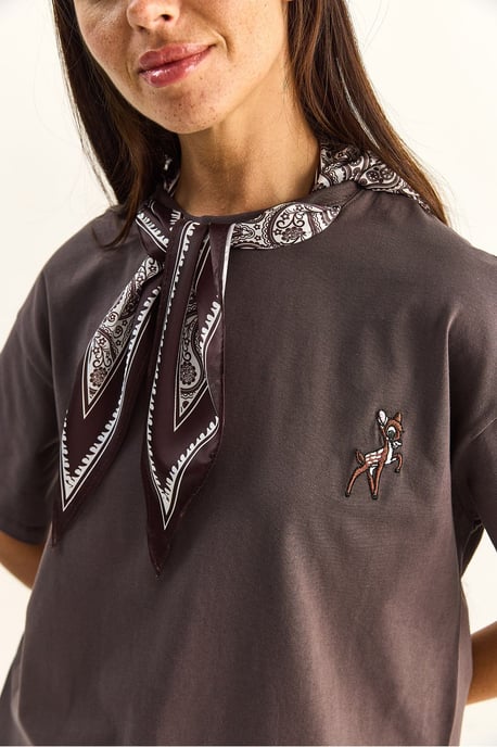 Lockere Passform Rundhals besticktes T-Shirt - Image 6