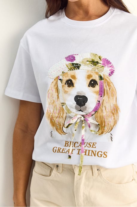 Paillettenbedrucktes Rundhalsausschnitt T-Shirt - Image 5