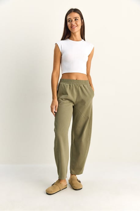 Elastische Taillen-Straight-Leg-Hosen mit Taschen - Image 3