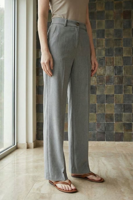 Maßgeschneiderte gerade Mid-Waist-Hosen - Image 2