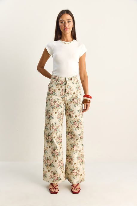Hochtaillierte Paisley-Print Jeans mit geradem Bein - Image 2