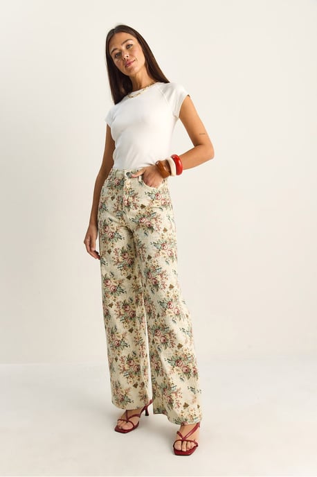 Hochtaillierte Paisley-Print Jeans mit geradem Bein - Image 3