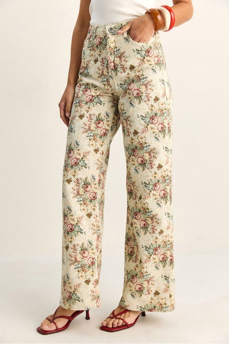 Hochtaillierte Paisley-Print Jeans mit geradem Bein - Image 4