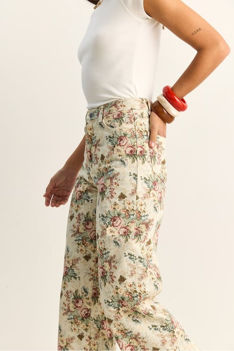 Hochtaillierte Paisley-Print Jeans mit geradem Bein - Image 5