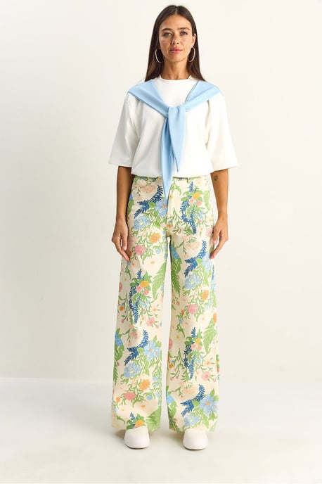 Hochtaillierte Paisley-Print Jeans mit geradem Bein - Image 1