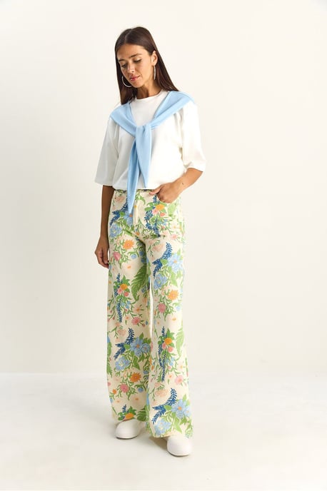 Hochtaillierte Paisley-Print Jeans mit geradem Bein - Image 3