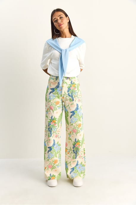 Hochtaillierte Paisley-Print Jeans mit geradem Bein - Image 4