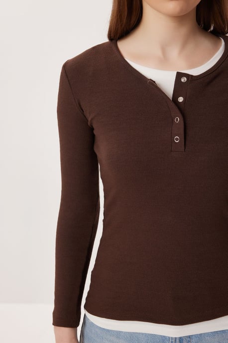Slim Fit U-Ausschnitt Langarmbluse - Image 5