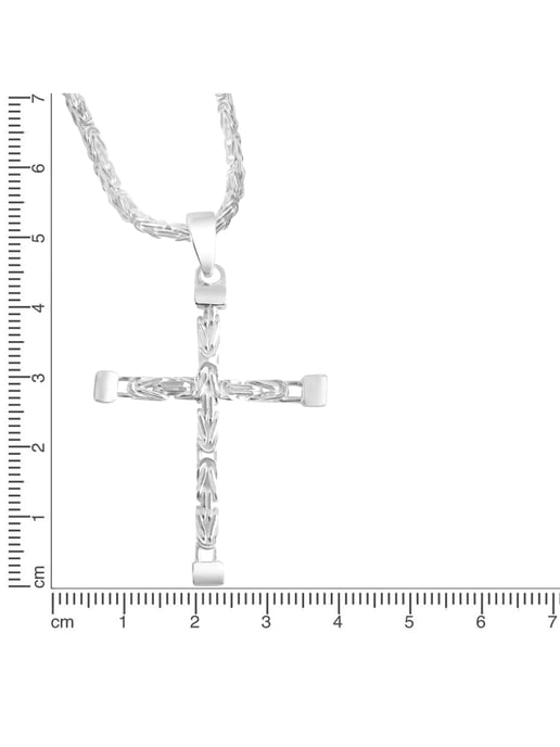 Zeeme Basic Halskette Silber 925 poliert mit Kreuz-Anhänger 55cm lang Königskette 2,2mm breit - Image 1