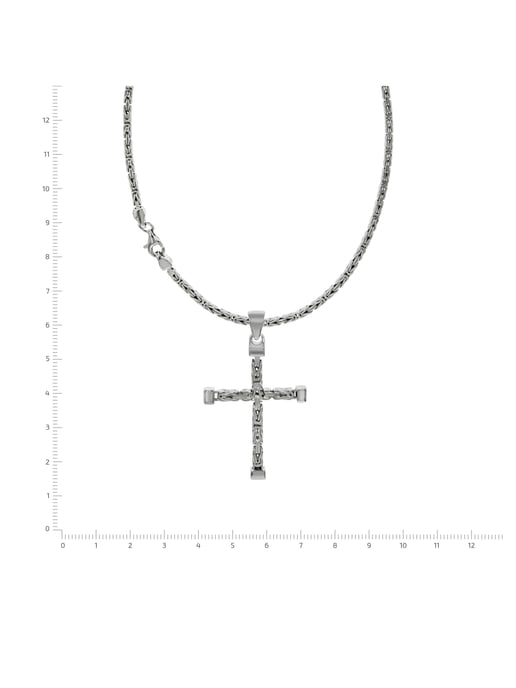 Zeeme Basic Halskette Silber 925 poliert mit Kreuz-Anhänger 55cm lang Königskette 2,2mm breit - Image 4