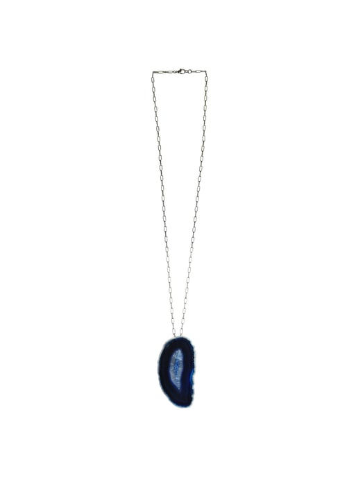 Steuer Modeschmuck Anhänger mit Kette Achat-Anhänger blau oval - Image 1