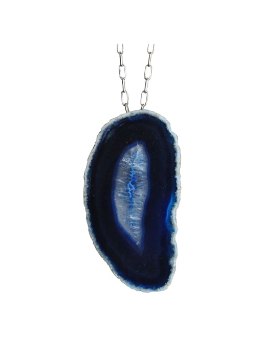 Steuer Modeschmuck Anhänger mit Kette Achat-Anhänger blau oval - Image 4