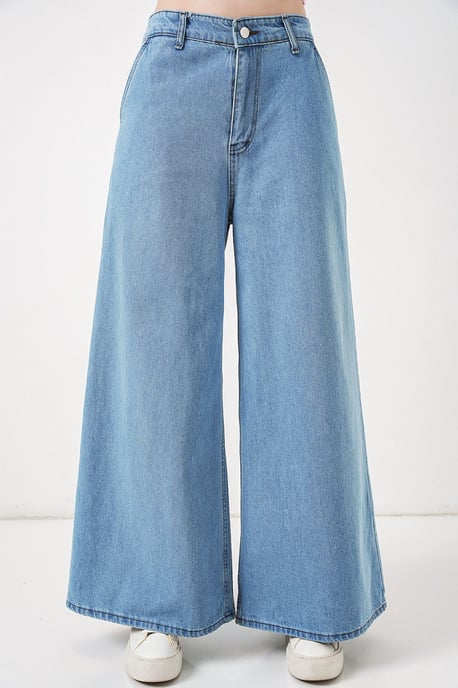 Hochtaillierte Weite Denim Jeans - Image 2