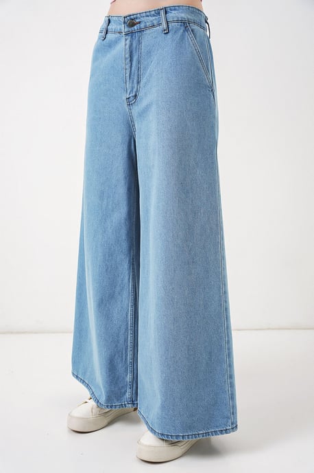 Hochtaillierte Weite Denim Jeans - Image 4