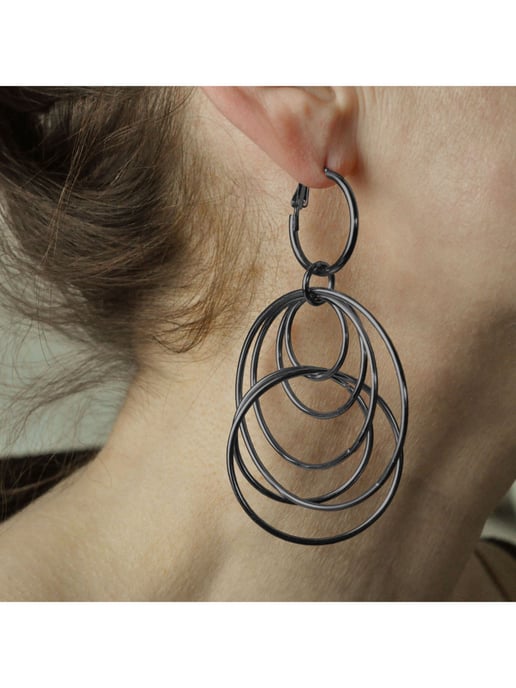 Steuer Modeschmuck Ohrhänger Metall Glänzend geschwärzt - Image 2