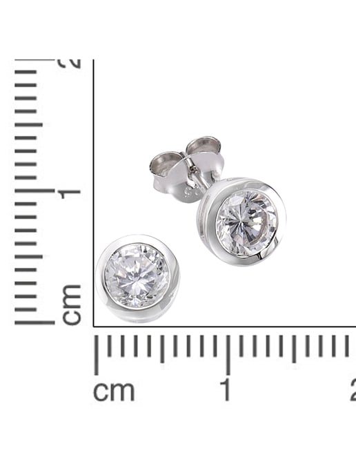 Zeeme Basic Ohrringe Silber 925 rhodiniert mit weißen Zirkonia-Steinen - Image 2