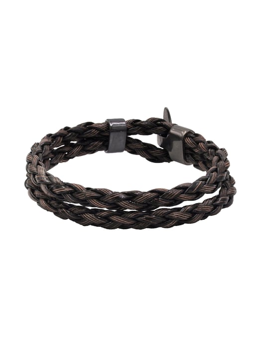 Steuer Modeschmuck Armband Kunstleder braun geflochten - Image 1