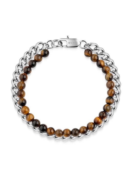 Zeeme Stainless Steel Armband Edelstahl Tigerauge - Image 1