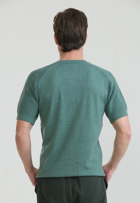 T-Shirt Basic-Strick-T-Shirt Mit Rundhalsausschnitt Und Knöpfen - Image 3