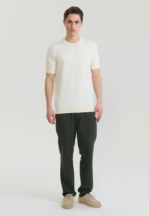 T-Shirt Basic-Strick-T-Shirt Mit Rundhalsausschnitt - Image 2