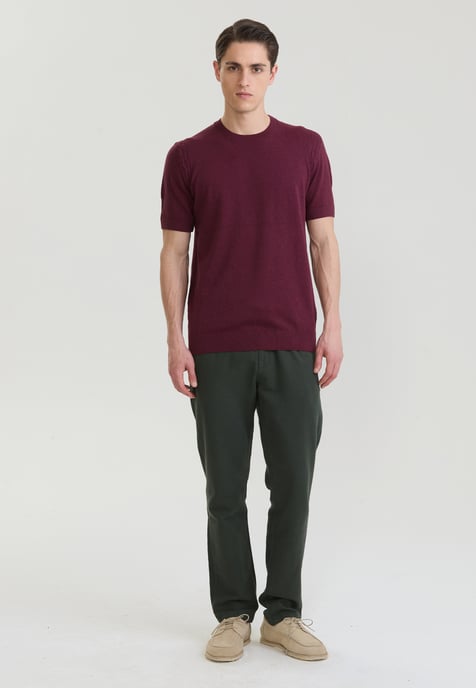 T-Shirt Basic-Strick-T-Shirt Mit Rundhalsausschnitt - Image 2