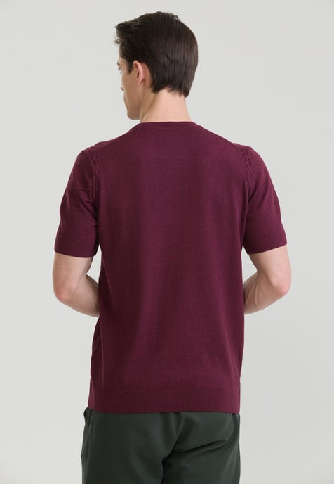 T-Shirt Basic-Strick-T-Shirt Mit Rundhalsausschnitt - Image 3