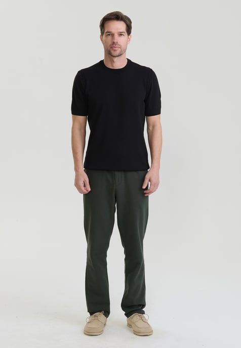 T-Shirt Basic-Strick-T-Shirt Mit Rundhalsausschnitt - Image 2